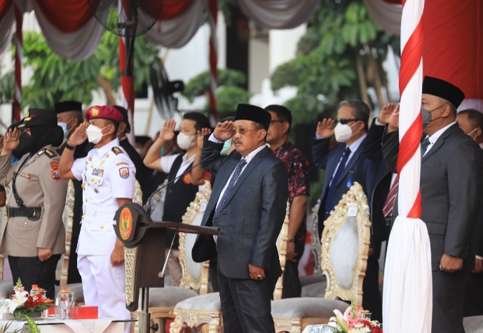 Wakil Walikota Armuji Pimpin Upacara Hari Jadi Pemprov Jatim ke-77