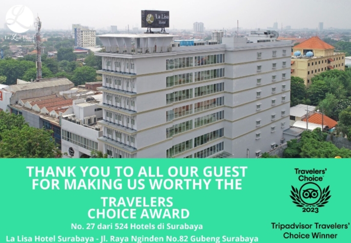 La Lisa Hotel Surabaya  Sabet Penghargaan Tripadvisor Travelers Choice 2023