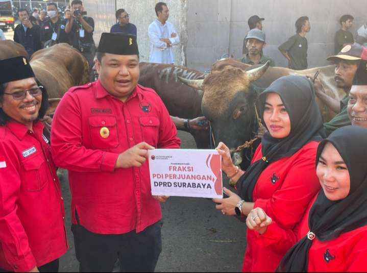 Idul Adha 2024, 3 Pilar PDIP Surabaya Gotong Royong Potong 15 Kurban Sapi di RPH Pegirian